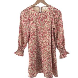 Sofie Schnoor Girls Dress 10Y Pink Floral Smocked Long‎ Sleeve Cottagecore